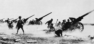 105mm砲の砲列